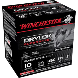 Winchester Drylok High Velocity Plated Ammunition 10 Gauge 3-1/2" 1-3/8 oz Non-Toxic Steel Shot