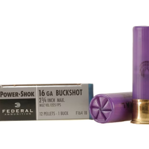 Federal Power-Shok Ammunition 16 Gauge 2-3/4" Buffered #1 Buckshot 12 Pellets Box of 5