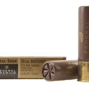 Federal Premium Vital-Shok Ammunition 10 Gauge 3-1/2" Buffered 00 Copper Plated Buckshot 18 Pellets Box of 5