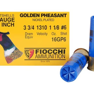 Fiocchi Golden Pheasant Ammunition 16 Gauge 2-3/4" 1-1/8 oz Nickel Plated Shot
