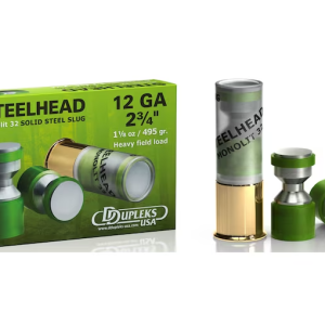 DDupleks Steelhead Monolit 32 Ammunition 12 Gauge 2-3/4" 1-1/8 oz Solid Steel Slug Lead-Free Box of 5