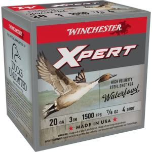 Winchester Xpert High Velocity Ammunition 20 Gauge 3" 7/8 oz #4 Non-Toxic Plated Steel Shot