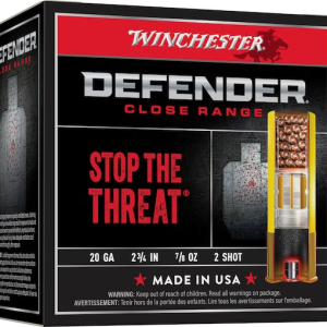 Winchester Defender Close Range Ammunition 20 Gauge 2-3/4" 7/8 oz #2 Plated Shot Box of 25