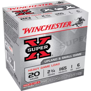 Winchester Super-X Heavy Game Load Ammunition 20 Gauge 2-3/4" 1 oz #6 Shot Box of 25