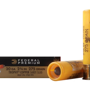 Federal Premium Vital-Shok Ammunition 20 Gauge 2-3/4" 275 Grain Trophy Copper Tipped Sabot Slug Lead-Free Box of 5