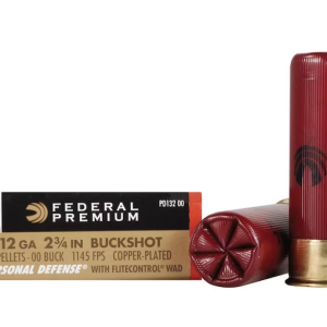Federal Premium Personal Defense Ammunition 12 Gauge 2-3/4" Reduced Recoil 00 Buckshot 9 Pellets Flitecontrol Wad Box of 5