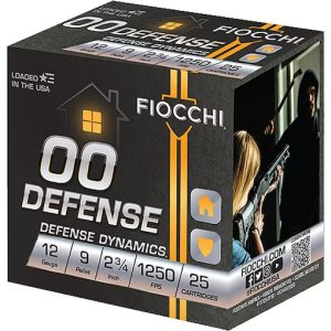 Fiocchi Defense Ammunition 12 Gauge 2-3/4" #1 Buckshot 9 Pellets