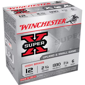 Winchester Super-X High Brass Ammunition 12 Gauge 2-3/4" 1-1/4 oz #6 Shot Box of 25
