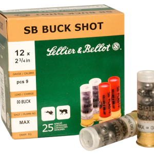 Sellier & Bellot Ammunition 12 Gauge 2-3/4" 00 Buckshot 9 Pellets