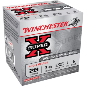 Winchester Super-X High Brass Ammunition 28 Gauge 2-3/4" 1 oz #6 Shot Box of 25