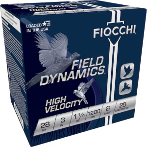 Fiocchi High Velocity Ammunition 28 Gauge 3" 1 oz #8 Chilled Lead Shot Box of 25