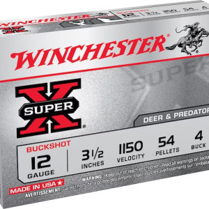 Winchester Super-X Ammunition 12 Gauge 3-1/2" Buffered #4 Buckshot 54 Pellets Box of 5